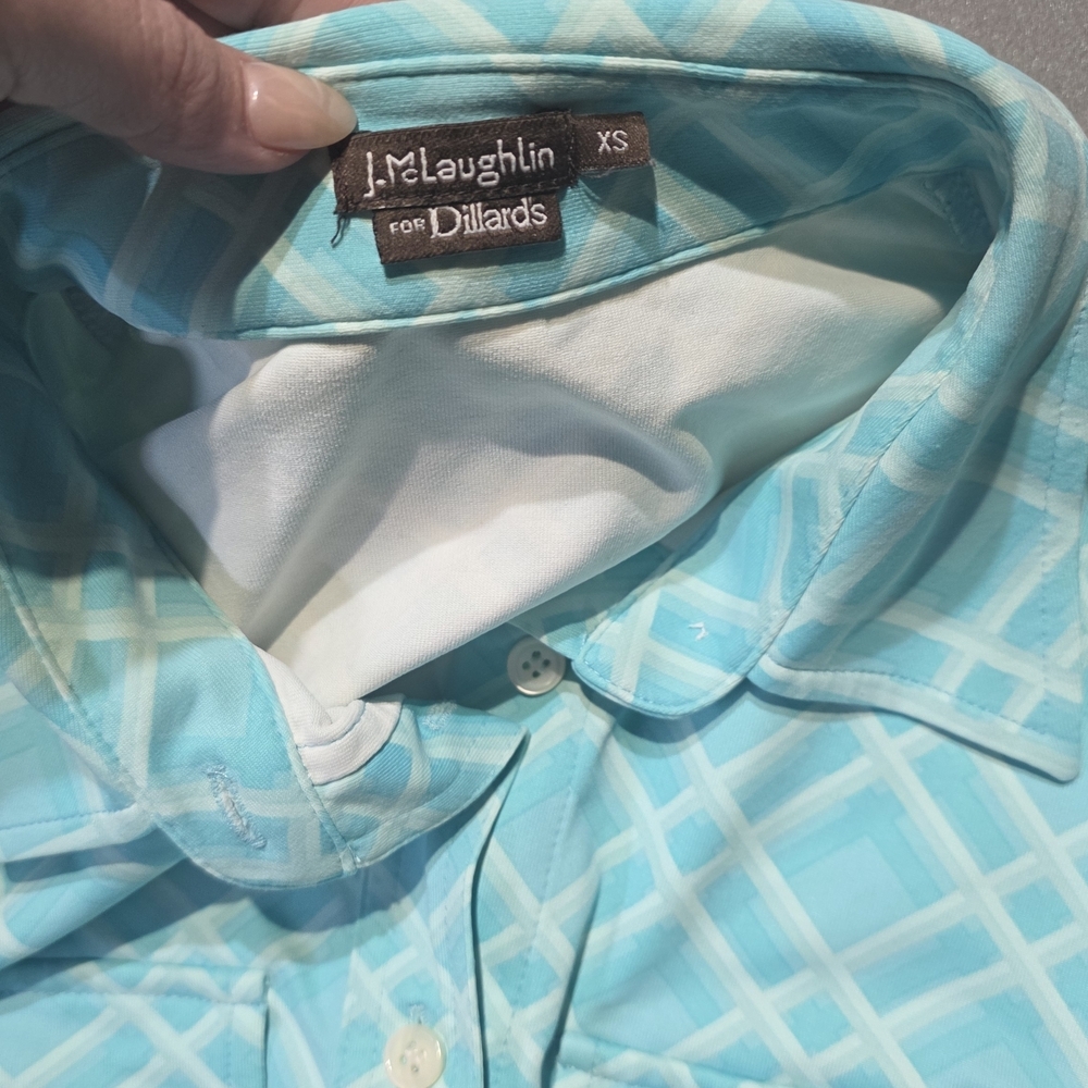 J. McLaughlin XS Blue Plaid Shirt Dress EUC PTP 20 - Picture 5 of 5